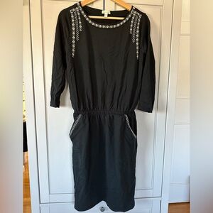 Garnet Hill Black Embroidered Dress